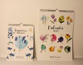 A4 verjaardagskalender - rijk geïllustreerd - handgemaakte illustraties - bloemen - kunst - ecopapier - wandkalender