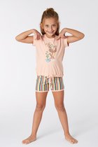 Woody pyjama meisjes - mandril - roze - 221-1-BST-S/411 - maat 164