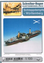bouwplaat / modelbouw in karton Schepen Radersleepboot Württemberg, schaal 1;100