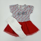 Dirkje -  2 pcs Jurk - Red+Aop+White - Maat 62