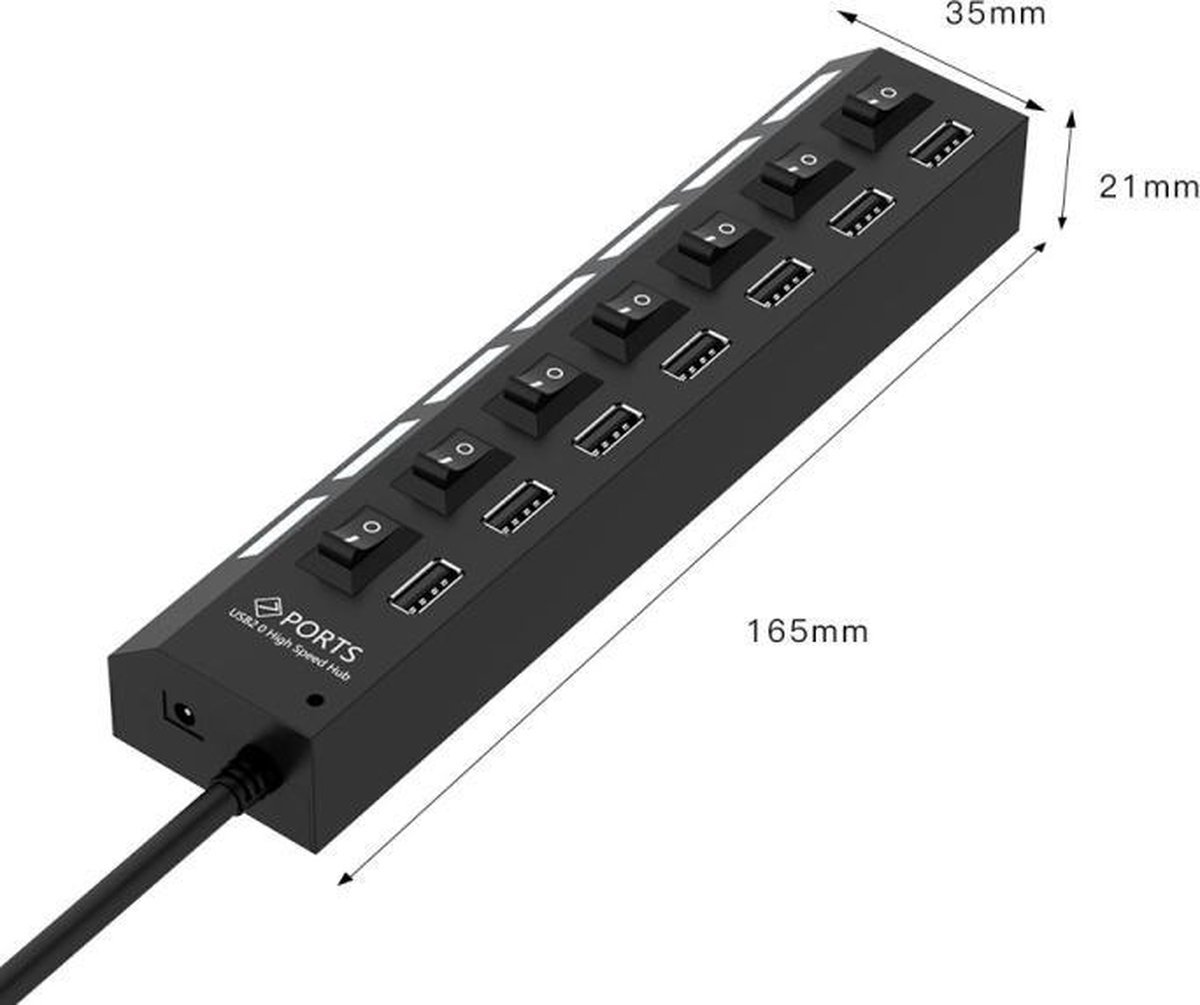 HI Speed Zakelijke USB Splitter USB Hub Met 7 Poorten Aan/Uit Switch Laptop én... bol