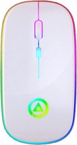 Bol.com Wireless Gaming mouse - Draadloze Gaming muis - Oplaadbare game muis - RGB - Led - Stille muis - Wit aanbieding