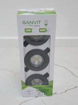 SPOT LED SANVIT Inbouwspots kantelbaar vor binnen - Set van 3 - black
