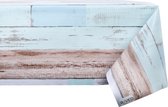 Raved Tafelzeil Steigerhout Planken  140 cm x  190 cm - Blauw - PVC - Afwasbaar