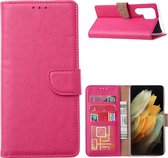 Samsung S22 Ultra Hoesje BookCase Pink - Samsung Galaxy s22 Ultra hoesje wallet case - Hoesje Samsung S22 Ultra bookcase - Galaxy S22 Ultra portemonnee hoesje book case cover