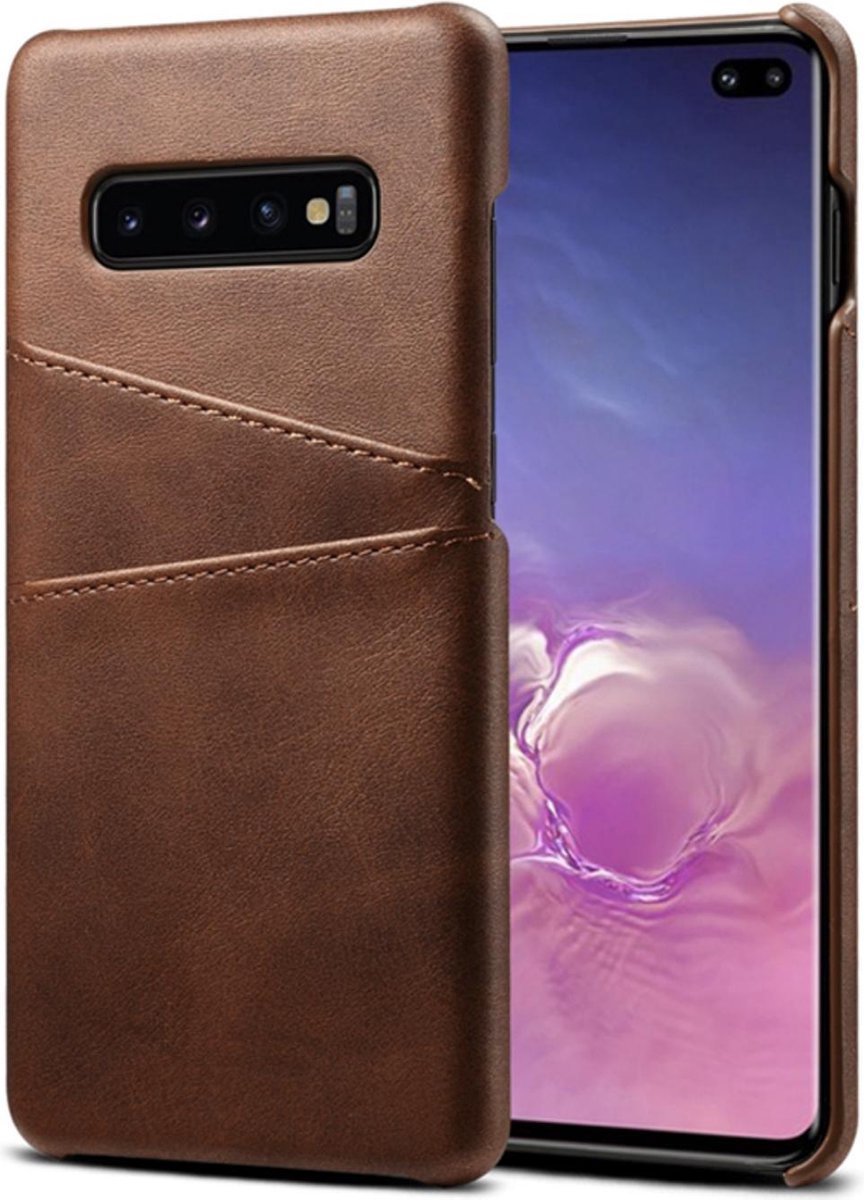 Backcover geschikt voor Samsung Galaxy S10e - Donkerbruin - PU Leer - Pasjeshouder