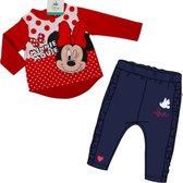 Disney Minnie Mouse set - shirt met lange mouw + joggingbroek  - rood/navy - maat 80 (18 maanden)