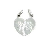 Heart of Friendship® Coeur brisé cupidon et ange argent - pendentif avec 2 chaines Jasseron argent 50cm 1mm - pendentif coeur - coeur brisé