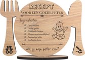 Recept peter - houten wenskaart - kaart om iemand als peetoom te vragen - 17.5 x 25 cm