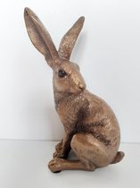 Hazen beeldje haas staand bronskleurig /konijn/ van The Leonardo Collection 15x8x7 cm