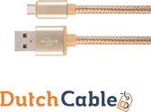 DutchCable Premium series - USB C oplaadkabel 1 meter - USB C kabel - USB C naar USB A - Goud - Katoen mantel - Samsung - Huawei - Android - OnePlus - oplaadkabel - sony - 1 meter