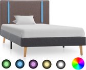 vidaXL Bedframe met LED stof taupe en donkergrijs 90x200 cm