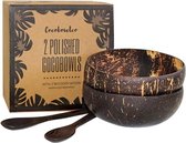 UpNature - Kokosnoot kom met lepels - 2 stuks per verpaking - Coconut Bowl - Eco-friendly Cadeau - Kokosnoot schaal - Sustainable - Duurzaam