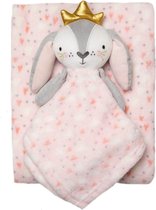 Snuggle Tots - Fleece dekentje met Knuffeldoek - Bunny Queen - 75x90 cm