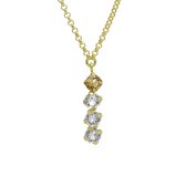 Cadeau voor haar - Victoria Cruz A4104-06DG Zilveren Ketting - Dames - Hangertje - Topaas - 4 Stenen - Wit - Champagne - 4,5 mm Doorsnee - Ankerschakel - 40 + 5 cm - Zilver - Gold Plated - (Verguld/Goud op Zilver)