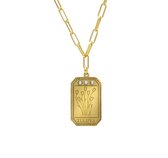 Victoria Cruz A4072-TUDG Zilveren Ketting - Dames - Hangertje - Plaatje - 20 x 12,3 - Tulpen - Kristallen - Wit - Fantasie Schakel - 40 + 5 cm - 2,3 mm Breed - Zilver - Gold Plated