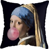 Meisje met de parel Kussenhoes - 45x45 - Kunst - Sierhoes - Kussensloop - Modern - Art - Moderne kunst - Decoratie - Woondecoratie - Johannes Vermeer