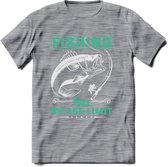 Fishing Has No Age Limit - Vissen T-Shirt | Aqua | Grappig Verjaardag Vis Hobby Cadeau Shirt | Dames - Heren - Unisex | Tshirt Hengelsport Kleding Kado - Donker Grijs - Gemaleerd -