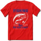 Fishing Has No Age Limit - Vissen T-Shirt | Blauw | Grappig Verjaardag Vis Hobby Cadeau Shirt | Dames - Heren - Unisex | Tshirt Hengelsport Kleding Kado - Rood - 3XL