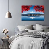 Trend24 - Canvas Schilderij - Weergave Van Fuji - Schilderijen - Landschappen - 120x80x2 cm - Rood