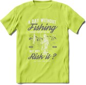 A Day Without Fishing - Vissen T-Shirt | Grijs | Grappig Verjaardag Vis Hobby Cadeau Shirt | Dames - Heren - Unisex | Tshirt Hengelsport Kleding Kado - Groen - M