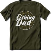 Fishing Dad - Vissen T-Shirt | Geel | Grappig Verjaardag Vis Hobby Cadeau Shirt | Dames - Heren - Unisex | Tshirt Hengelsport Kleding Kado - Leger Groen - XXL