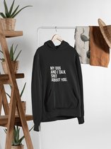 My Dog And I Talk Shit About You Hoodie, Funny Dog Hoodies, Unique Gift For Dog Lovers, Cute Hoodie Design, Unisex Hooded Sweatshirt, D004-074B, 3XL, Zwart