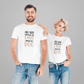 All You Need Is Love And A Dog T-Shirt, Cadeaus Voor Hondenliefhebbers, T-Shirts Met Pootafdruk, Schattige Hondenbezitters Cadeau, D001-079W, L, Wit