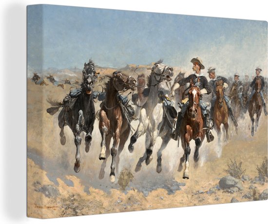 Tableau sur toile The Fourth Troopers - tableau de Frederic Remington -  90x60 cm -... | bol.com