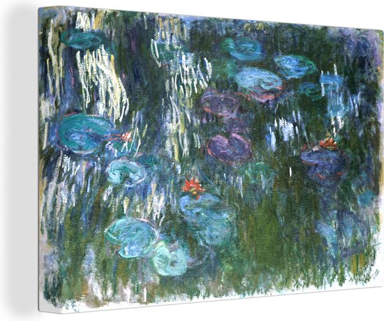 Canvas Schilderij Blue water lilies - schilderij van Claude Monet - Wanddecoratie