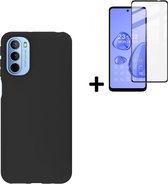 Motorola Moto G31 Hoesje - Motorola Moto G41 Hoesje - Motorola Moto G31 Full Screenprotector - Motorola Moto G41 Full Screenprotector - Siliconen - Moto G31 - Moto G41 Hoes Zwart C