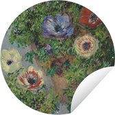 Tuincirkel Anemonen in pot - Schilderij van Claude Monet - 120x120 cm - Ronde Tuinposter - Buiten XXL / Groot formaat!