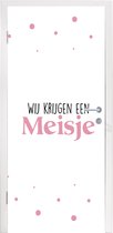 Deursticker Zwangerschap - Wij krijgen een meisje - Gender reveal - Baby - Spreuken - Tekst - 80x205 cm - Deurposter