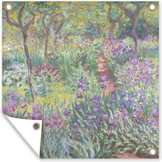 Tuinposters The artist's garden at Giverny - schilderij van Claude Monet - 50x50 cm - Tuindoek - Buitenposter