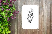 plant à fleurs en ligne botanique sur fond blanc Affiche de jardin Toile en vrac 40x60 cm - Petit - Toile de jardin / Toile d'extérieur / Peintures pour l'extérieur (décoration de jardin)