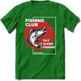 Fishing Club - Vissen T-Shirt | Grappig Verjaardag Vis Hobby Cadeau Shirt | Dames - Heren - Unisex | Tshirt Hengelsport Kleding Kado - Donker Groen - XXL