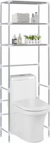 vidaXL Opbergrek voor boven toilet 3-laags 53x28x169 cm zilverkleurig