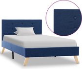 vidaXL Bedframe stof blauw 90x200 cm