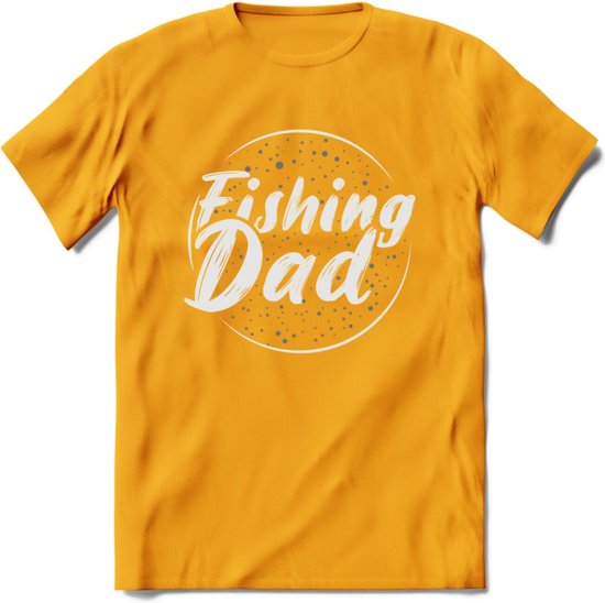 Fishing Dad - Vissen T-Shirt | Zilver | Grappig Verjaardag Vis Hobby Cadeau Shirt | Dames - Heren - Unisex | Tshirt Hengelsport Kleding Kado - Geel - XXL