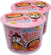 Hot Chicken Carbonara Noodle Ramen Pink Bowl (2x105g) Pikante Noedels Carbonara van Korea Samyang 2x Big Bowl Verpakking