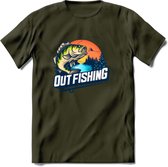 Fishing - Vissen T-Shirt | Beige | Grappig Verjaardag Vis Hobby Cadeau Shirt | Dames - Heren - Unisex | Tshirt Hengelsport Kleding Kado - Leger Groen - XL