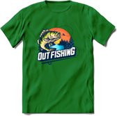Fishing - Vissen T-Shirt | Beige | Grappig Verjaardag Vis Hobby Cadeau Shirt | Dames - Heren - Unisex | Tshirt Hengelsport Kleding Kado - Donker Groen - M