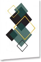 Akoestische panelen - Geluidsisolatie - Akoestische wandpanelen - Akoestisch schilderij AcousticBudget® - paneel met grafisch groene elementen - design 39 - 60x90 - Wanddecoratie -
