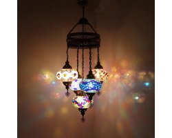 Mozaïek Hanglamp - Turkse Lamp - Oosterse Lamp - 5 Bollen