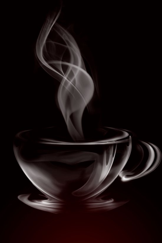 Dibond - Keuken / Eten / Voeding - Koffie in wit / zwart - 120 x 180 cm.