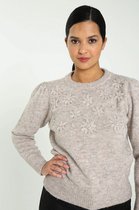 Cassis Dames Gebreide trui met bloemen in reliëf - Trui - Maat One Size