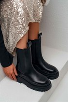 Zizi - zwarte dames boots / laars  / mat met elastisch detail - Maat 38