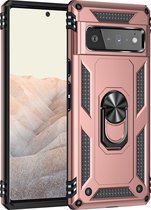 Google Pixel 6 Pro Hoesje - Mobigear - Armor Ring Serie - Hard Kunststof Backcover - Roségoud - Hoesje Geschikt Voor Google Pixel 6 Pro