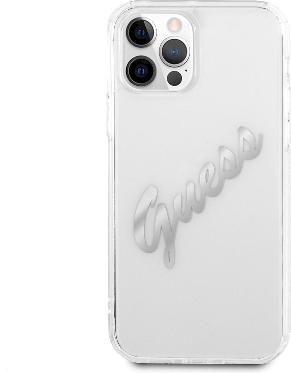 Guess Vintage Transparent Case - Geschikt voor Apple iPhone 12 Pro Max (6.7") - Zilver