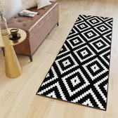 Tapiso Maroko Tapijt Loper Zwart Wit Modern Woonkamer Slaapkamer Hal Maat - 100x250